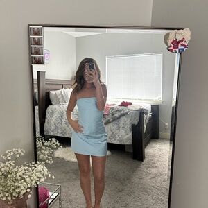 blue silk mini dress from princess poly
